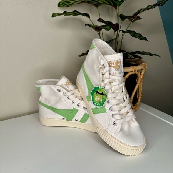 Gola Shoes - NWT Gola® Tennis Mark Cox High-Top Vegan Sneakers White Green Canvas Shoes Sz 7